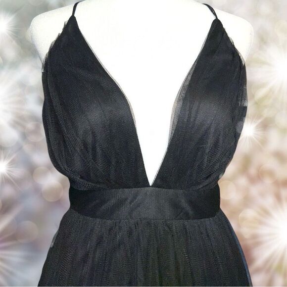 Windsor beautiful black tulle long lace up back prom or formal dress. - Picture 8 of 15